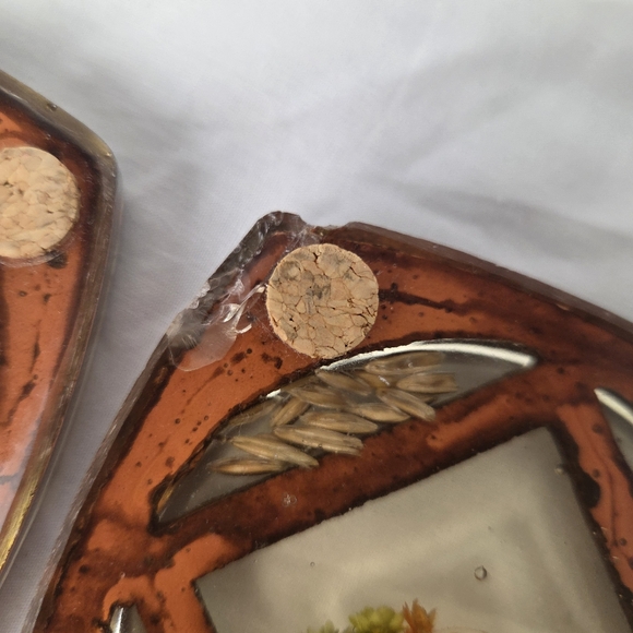 Vintage Resin & Wood Coaster Set | Botanical Inlay | Mid-Century Boho (Set of 4) - Picture 7 of 16